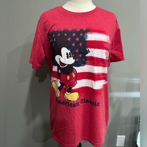 Disney Store Mickey Mouse Shirt Adult XL Red American Classic‎ Ringer Tee